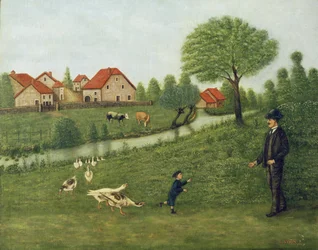 Kind mit Gänsen
